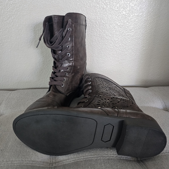 Rue21 Brown Combat Moto Boots with Lace-Up Design - Picture 3 of 4